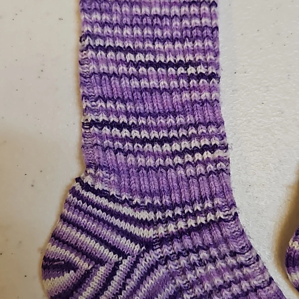 Vintage purple white striped socks 1 pair. Retro 60s kid size